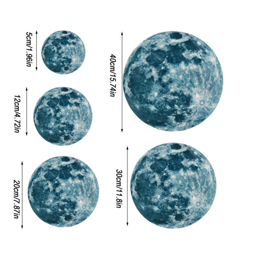 Αυτοκόλλητο τοίχου Glow-in-the-Dark3D Moon, αφαιρούμενο αυτοκόλλητο πλανήτη PVC για 1