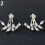 Women's Rhinestone Leaf Stud Earrings with Ear Jackets 8