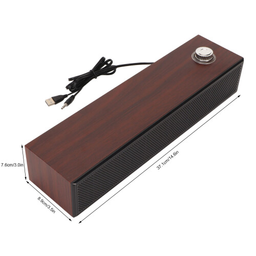 Brown USB HiFi Speaker BT5.0 37.1x8.9x7.6cm 1