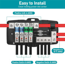 Power Distribution Block, Fused Power Distribution Block Car Audio 4 Way MIDI Fuse Block for Auto UTV Boat Stereo Amp