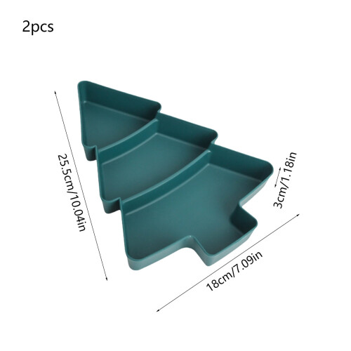 Christmas Tree Serving Tray with 3 Compartments 2 Pack 2