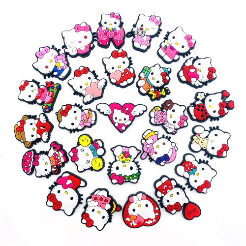 25 τεμάχια Anime Kitty Χαριτωμένα Γούρια από PVC για Παπουτσοθήκη για Διακόσμηση Unisex 1