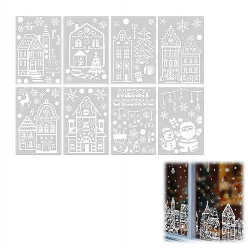 Christmas Window Clings White Winter Glass Decals 4 sheets 2