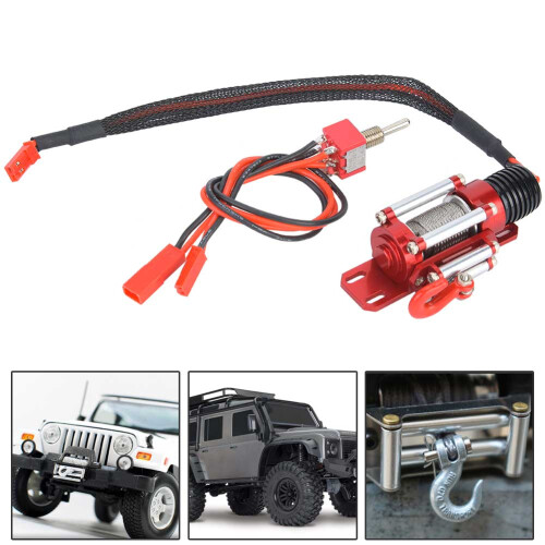 High Simulation RC Winch Electric Metal Winch1/10Scale Crawler Car Remote Controller Durable Nylon Capstan Wire Good Performance Fine Workmanship 1