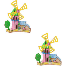 2Ensembles Puzzle 3D Maison En Bois DIY Assemblage Facile