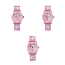 3Stk Kinderuhr Cartoon Pink Quarzuhr Langlebig Für Kinder