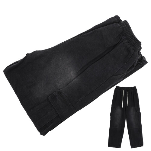 2Pièces Jeans Cargo Large Coton Noir Usage 2
