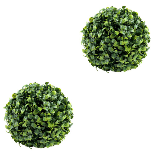 2Pcs Realistic Green Artificial Topiary Balls Plastic Hanging Decor