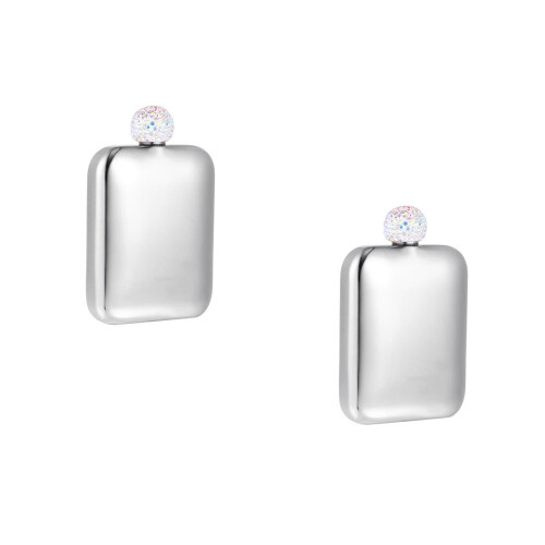 2Pièces Vin Mini Argenté Acier Inoxydable Strass