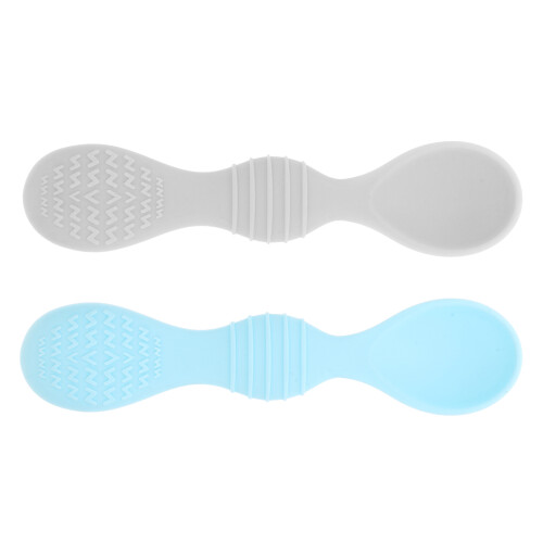 2pcs Purple Silicone Spoons For Infants Feeding And Learning
