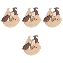 4Ensembles Jouet Enfant Cartoons Blocs Équilibre Bois Couleurs Vives