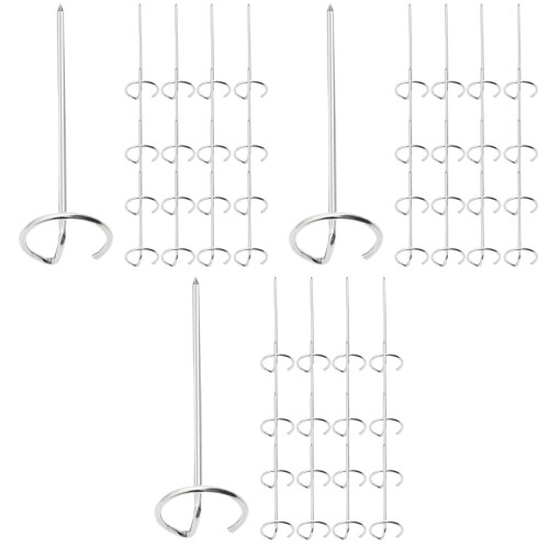 60Pièces Brochettes Bbq Argentées Acier Pour Grill Friteuse