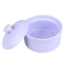 3Pcs Purple Ceramic Oven Safe Ramekin Bowls for Pudding and Soup
