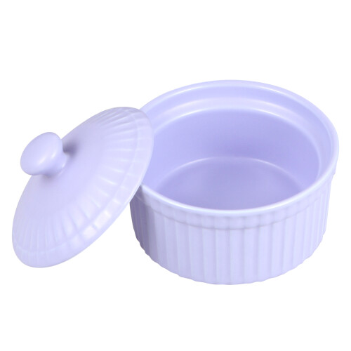 3Pcs Purple Ceramic Oven Safe Ramekin Bowls for Pudding and Soup