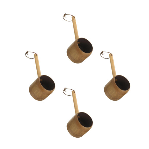 4Pcs Bamboo Shower Ladles Multi Color Bath Cups for Home Use