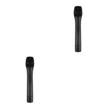 2Pcs Black Plastic Fake Microphone Toy for Kids Pretend Stage Play