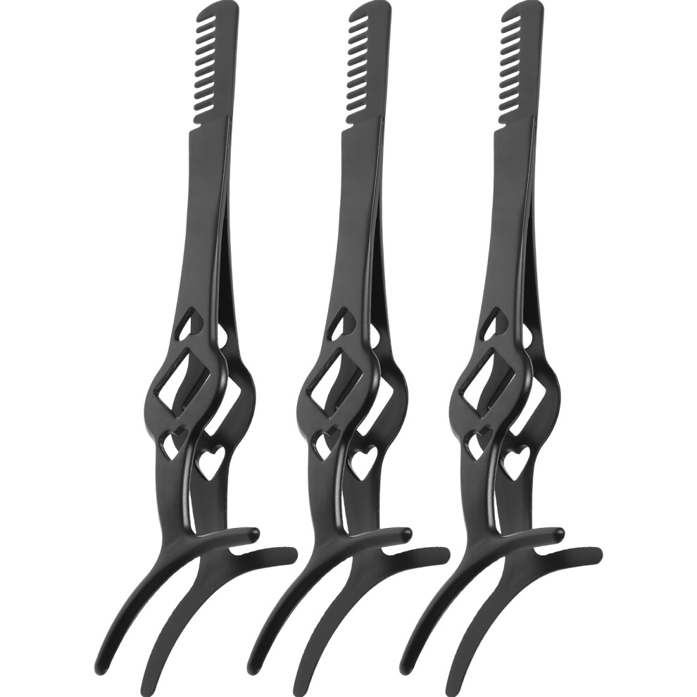 Villcase Black 3Pcs Lash Clamp Tweezers Stainless Steel Eyelash Applicator Tool