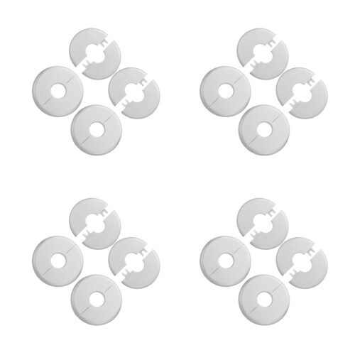 16Pcs Silver Round Escutcheon Plates Plastic Pipe Cover Decoration