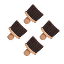 4Pcs Khaki Hairdresser Neck Dust Brush Wooden Handle Salon Cleaner