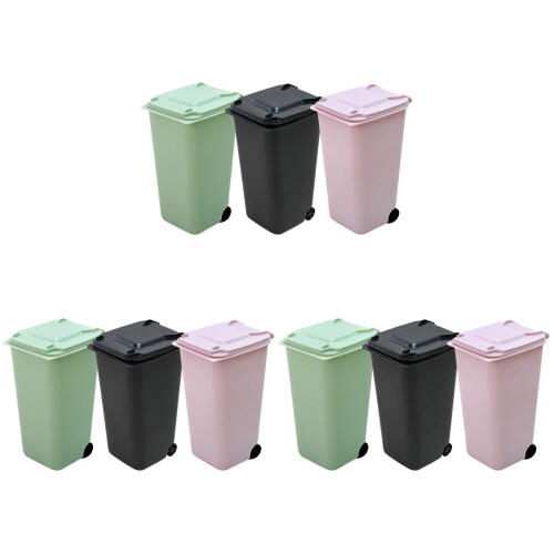 9Pcs Multi-Functional Mini Trash Can with Lid Small Garbage Container 1