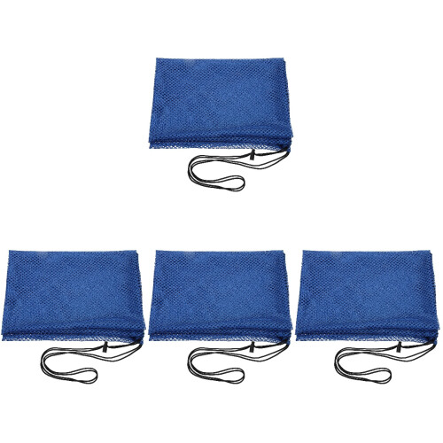 4Pcs Blue Mesh Bags Drawstring Adjustable Sports Balls Organizer
