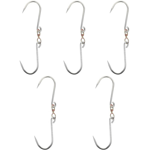5Pcs Metal Meat Hooks with Rotating Ring Silver Hooks for Meat Hanging