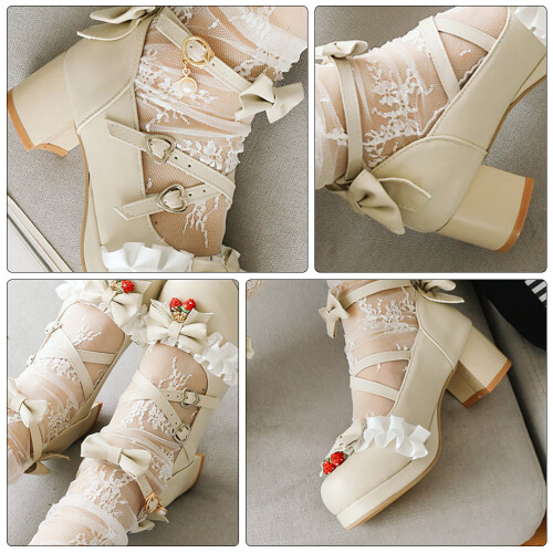 3Paires Chaussures Talon Beige Chic Usage 2