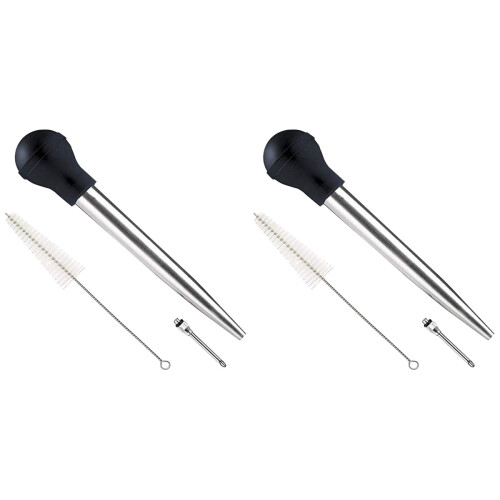 2Sets Ergonomic Black Meat Injector for Kitchen Cooking and Barbecue