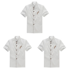 3Pcs White Chef Coat Breathable Short Sleeve Casual Catering Jacket