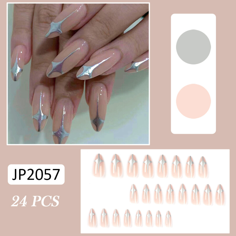 Reach-Tools (Standard) Nude Fake Nails With Silvery Asterism, Drop Shape