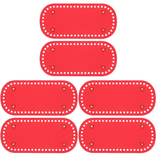 6Pcs Red Decorative PU Handbag Bottom Base for DIY Crochet Projects 2