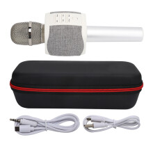 Wireless Karaoke Microphone, Portable Speaker with TF Card Slot & 3.5mm Audio Jack, for Smartphone PC, 270Degree Round Fabric Surround