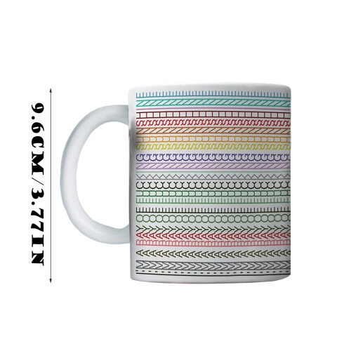 Creative Ceramic Coffee Cup with Geometric Pattern – Durable Daily Drinkware for Coffee, Tea & More, Compatible with Kitchen Use 1
