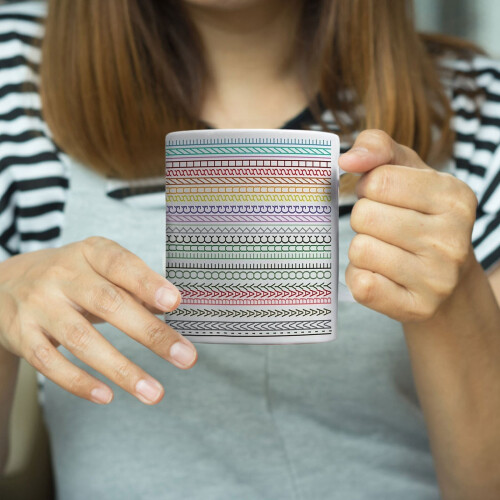 Creative Ceramic Coffee Cup with Geometric Pattern – Durable Daily Drinkware for Coffee, Tea & More, Compatible with Kitchen Use 2
