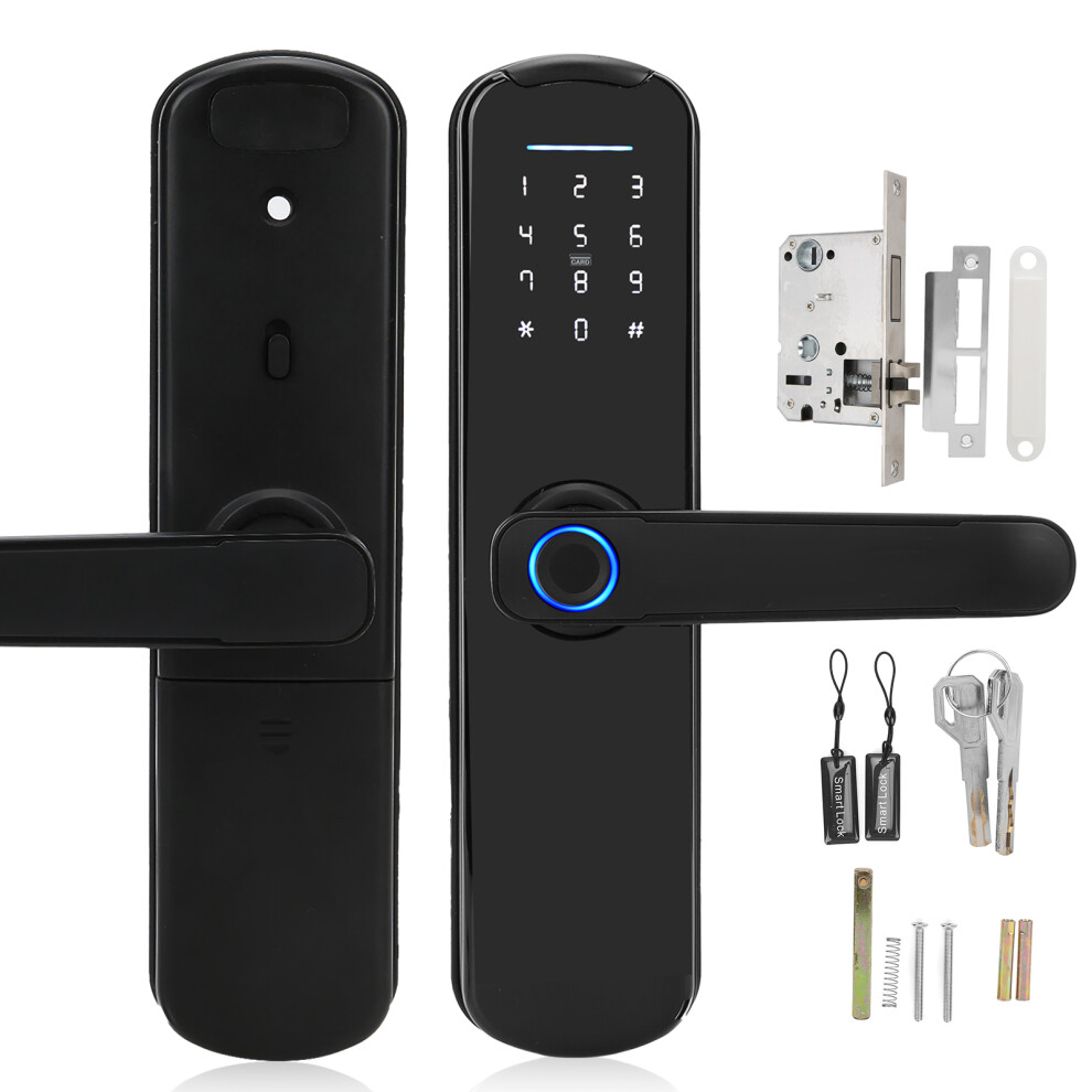 Tuya App Compatible Smart Door Lock Biometric Door Lock Fingerprint Lock Keypad Door Lock Electronic Deadbolt With Handle, Mechanical Key Unlock Usb 9159805487866