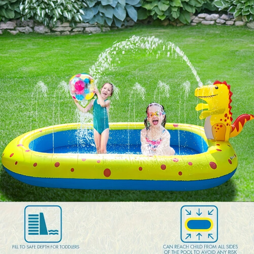 Inflatable Dinosaur Sprinkler Pool for Kids 3-in-1 2