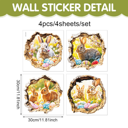 Easter 3D Window Decals Bunny Egg Clings 4 PCS 2