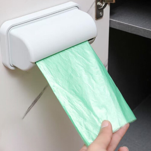 Wall-Mounted Plastic Trash Bag Dispenser Roll Holder – No-Punch, Compatible with Standard Rolls 2
