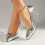 Ασημένια γυναικεία τακούνια, slip-on παπούτσια με μυτερή μύτη, μεγάλα μεγέθη, σχέδιο 4