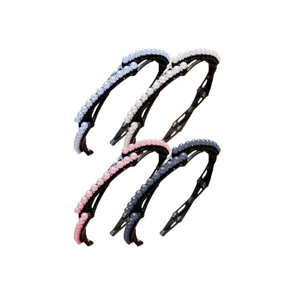 Unisex 4Pcs Retractable Pocket Headbands - Non Slip Portable Telescopic Hair Hoops,Foldable Headbands For Women Washing Makeup
