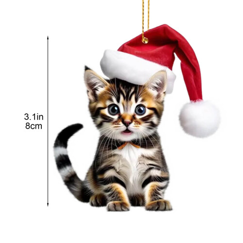 Grey Tabby Cat Christmas Ornament 1 Pack 2