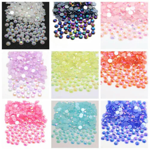 1000 τεμάχια 6 χιλιοστών Jelly AB Crystal Glatback Ρητίνη Στρογγυλά Στρας Κόλλα σε Gem-Yellow AB 1