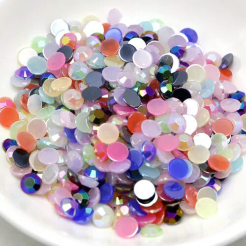 1000 τεμάχια 6 χιλιοστών Jelly AB Crystal Glatback Ρητίνη Στρογγυλά Στρας Κόλλα σε Gem-Yellow AB 2
