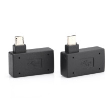 Bővíthetőségi képességű USB periféria adapter, nagy sebességű, 2 az 1-ben táplált OTG Micro USB apa - USB 2.0 anya bal-derékszögű