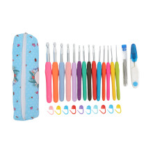 Glatte Häkelnadeln, ergonomischer Griff, Häkelnadelset mit komfortablen Gummigriffen, extra lang, leicht, langlebig, aus Aluminium, ideal für