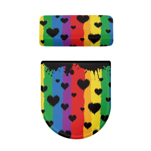 Σετ καλύμματος τουαλέτας μπάνιου Rainbow Heart Keep Dust Stain, ελαστικό για μοντέρνα μπάνια 1