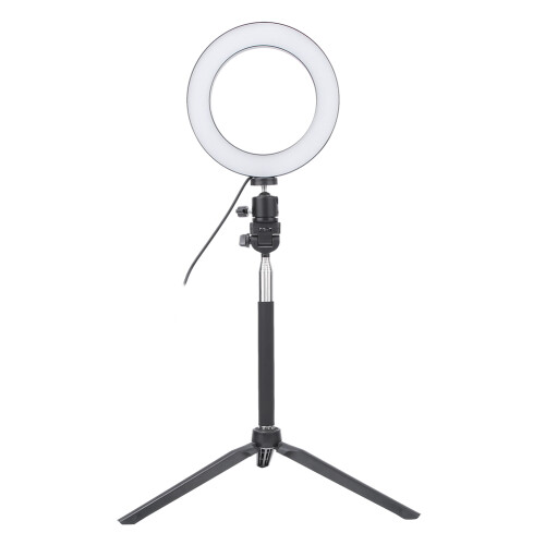 Live Streaming Ring Light with10Brightness Level USB Powered Shadow Free Illumination3Light Modes Foldable Desktop Tripod Included for YouTube 1