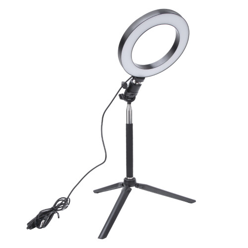Live Streaming Ring Light with10Brightness Level USB Powered Shadow Free Illumination3Light Modes Foldable Desktop Tripod Included for YouTube 2