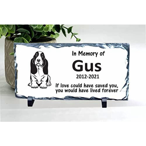 Πέτρα Μνήμης Basset Hound - Πραγματική Πέτρα Εξατομικευμένη από$$Garden & 2