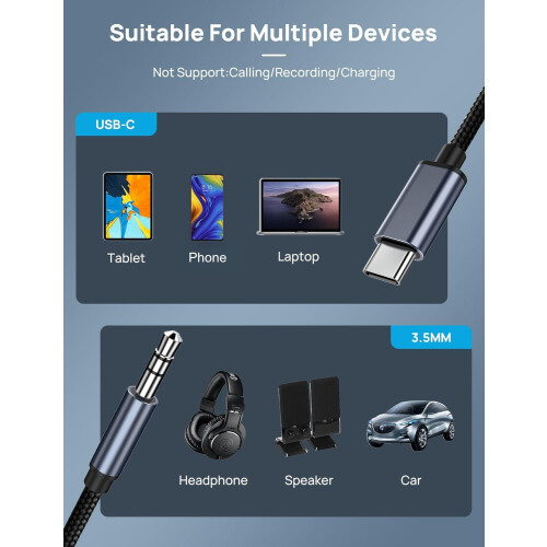 Καλώδιο USB-C σε καλώδιο Aux 3,5 mm: Προσαρμογέας στερεοφωνικού ήχου συμβατός με iPhone15Pro 2